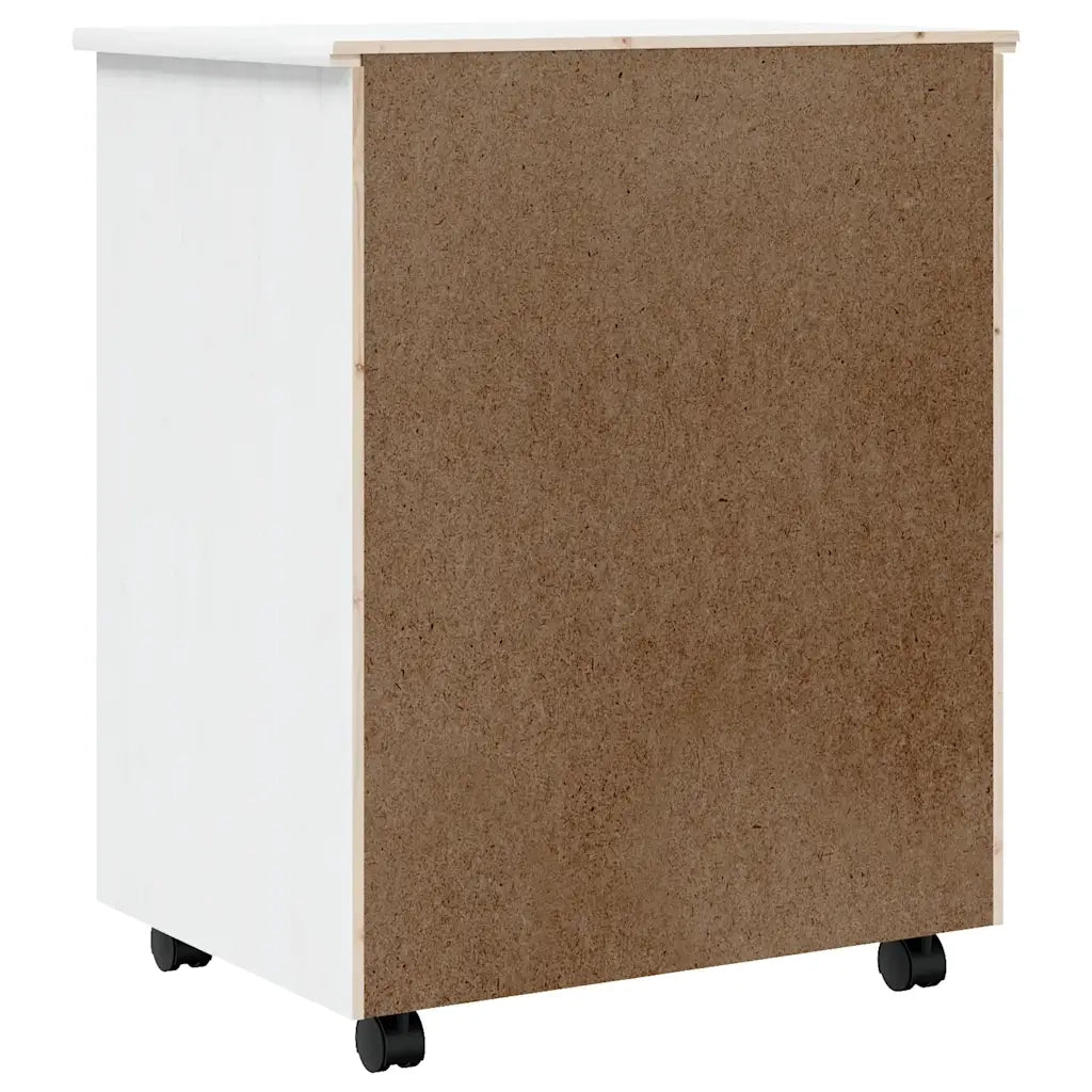 Carrello portaoggetti con cassetti 53 x 39 x 65,5 cm pratico spazio contenitivo stile rustico legno di pino bianco 02_0047160