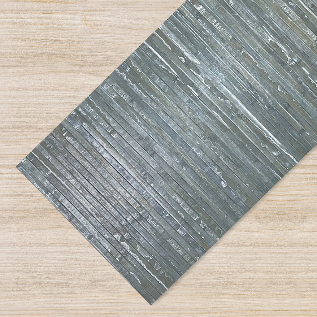 Tappeto Passatoia In Vero Bamboo Tappeto Cucina Ingresso In Legno Antiscivolo Aderente Lavabile E Antimacchia Tagliabile  - Grigio - 50x300 cm