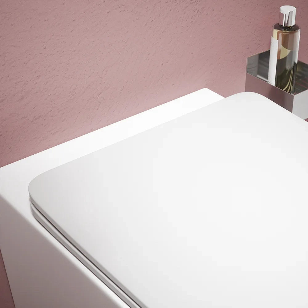 Sanitari filomuro in ceramica bianco lucido vaso tornado silent flush sedile soft-close e bidet | Rio