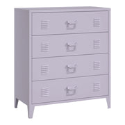 Cassettiera pratica per ingresso soggiorno o camera da letto in metallo con 4 cassetti 92 x 80 x 40 cm acciaio viola 03_0009309