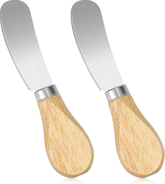 Due piccole forbici per burro 12 cm - acciaio inossidabile e manico in legno - forbici per dessert per crema, pane e marmellata