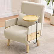 SESSEL 3-in-1 88x74,5x66 cm in lino beige con vassoio in legno