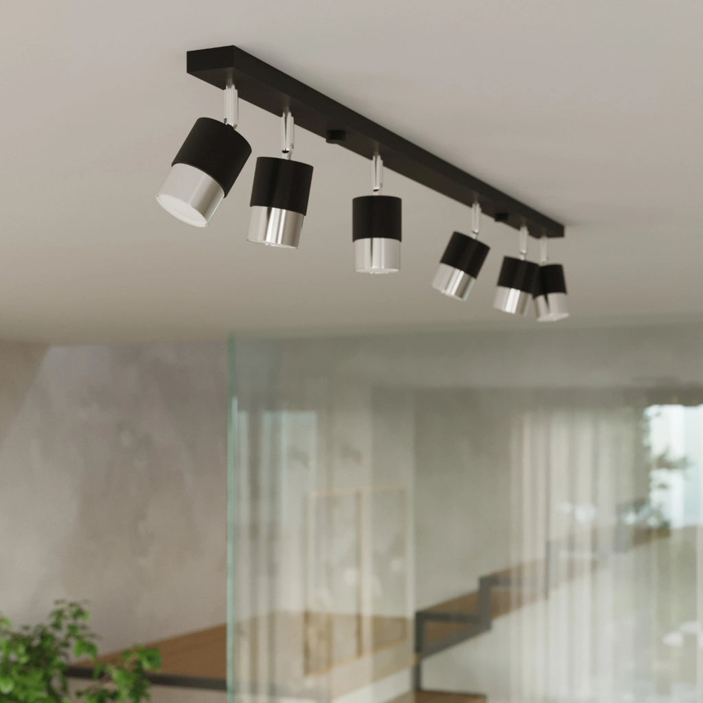 Faretto soffitto nero/cromo doppio barra 2xGU10 Pure Lume