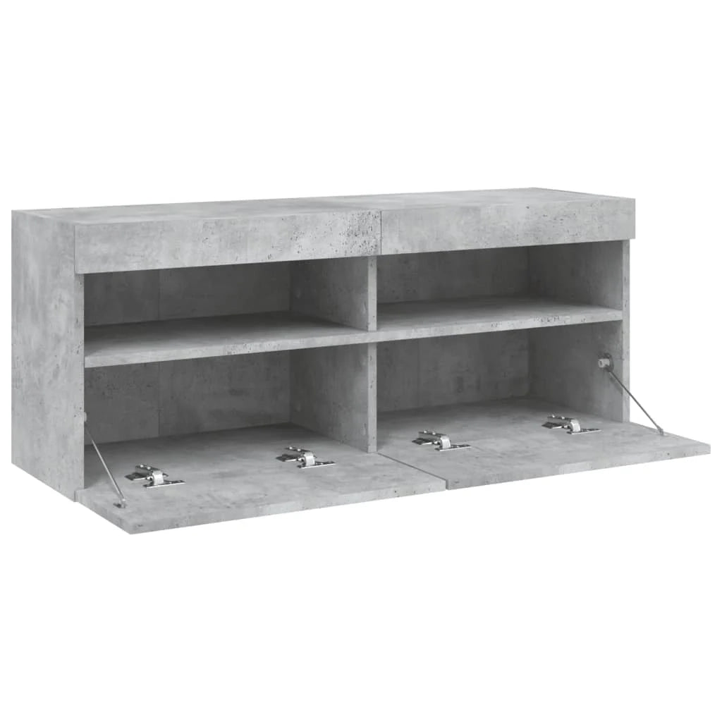 Mobile TV multimediale scaffale TV credenza mobile TV sala da pranzo soggiorno camera da letto mobile da parete con luci LED 100 x 30 x 40 cm grigio 02_0027836