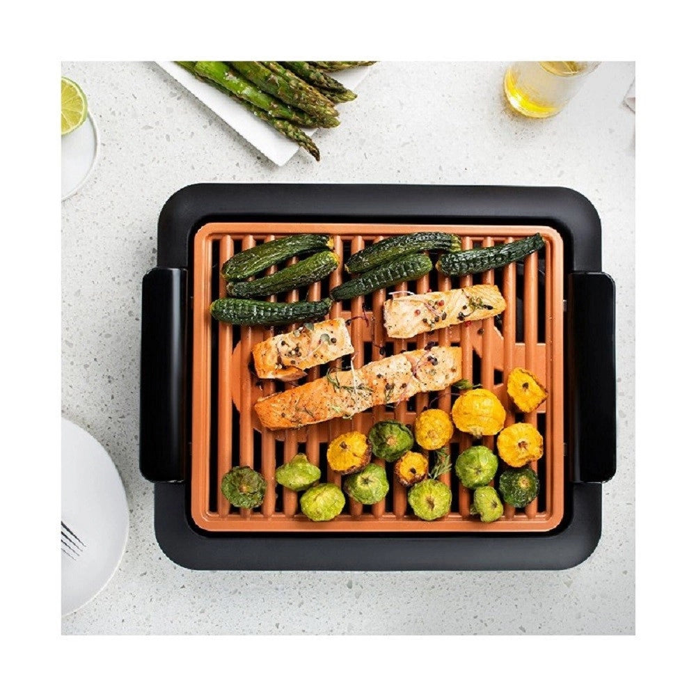 Trade Shop - Griglia Elettrica Senza Fumo Grill Smokeless Rivestimento Ceramica Antiaderente -