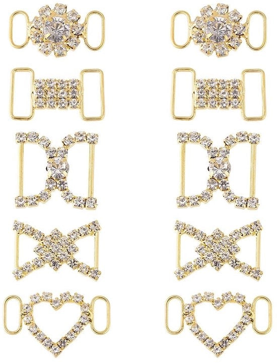 Accessori per Scarpe Decorativi a Forma di Gamba con Cristalli - 10 Pezzi