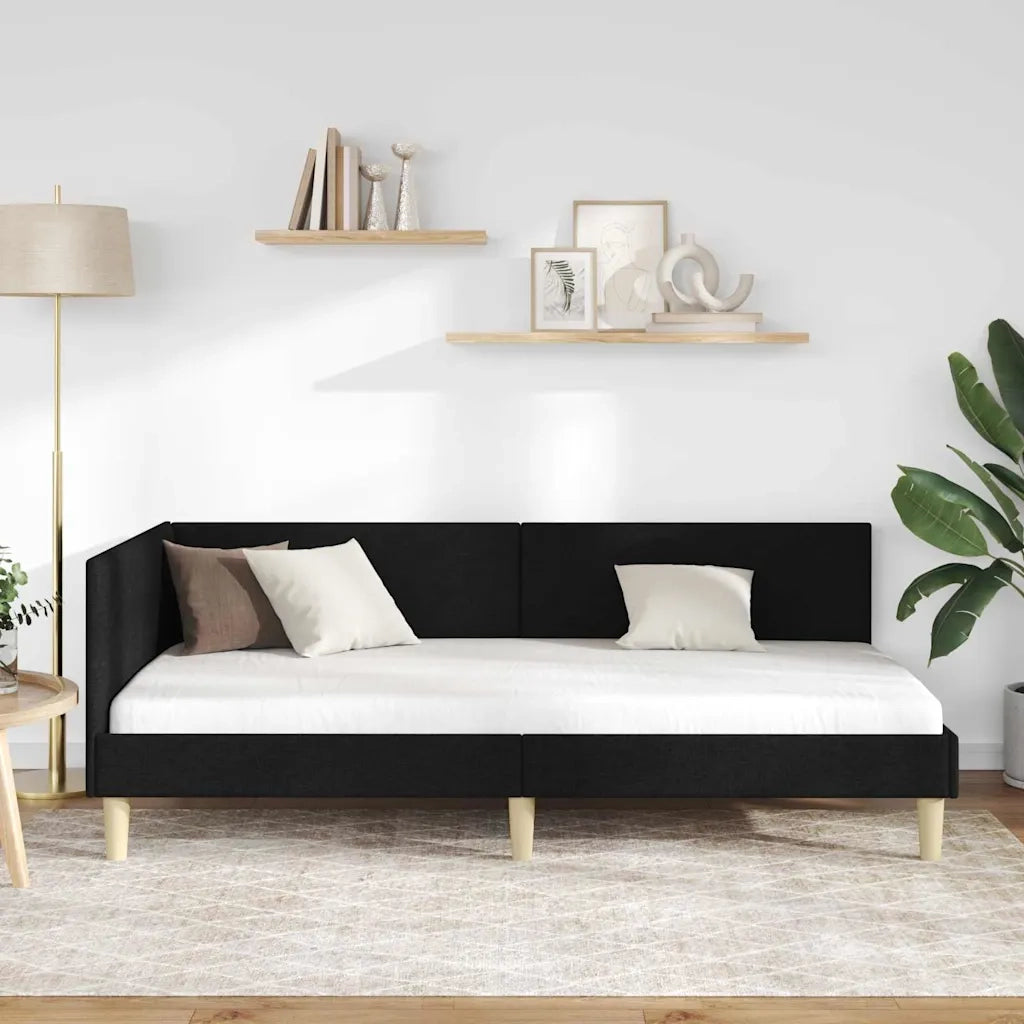 vidaXL Cornice del letto ad angolo Altro con testiera Nero 80 x 200 cm