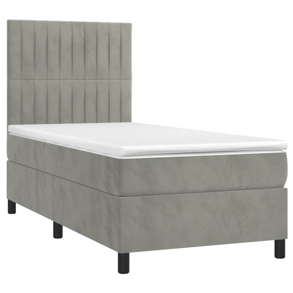 Giroletto a Molle con Materasso Grigio Chiaro 80x200 cm Velluto cod mxl 59645