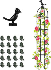 Torrone per Giardino 145 cm - Piante di Rosa - Torre di Supporto per Piante in Vetroresina Removibile - 20 Paia di Viti per Piante - Piante di Fagioli e Tomate da Sospensione