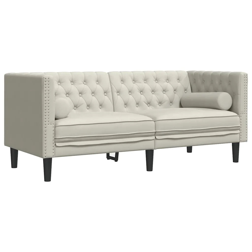 Set Divani Chesterfield 3pz con Cuscini Crema Velluto 3209288