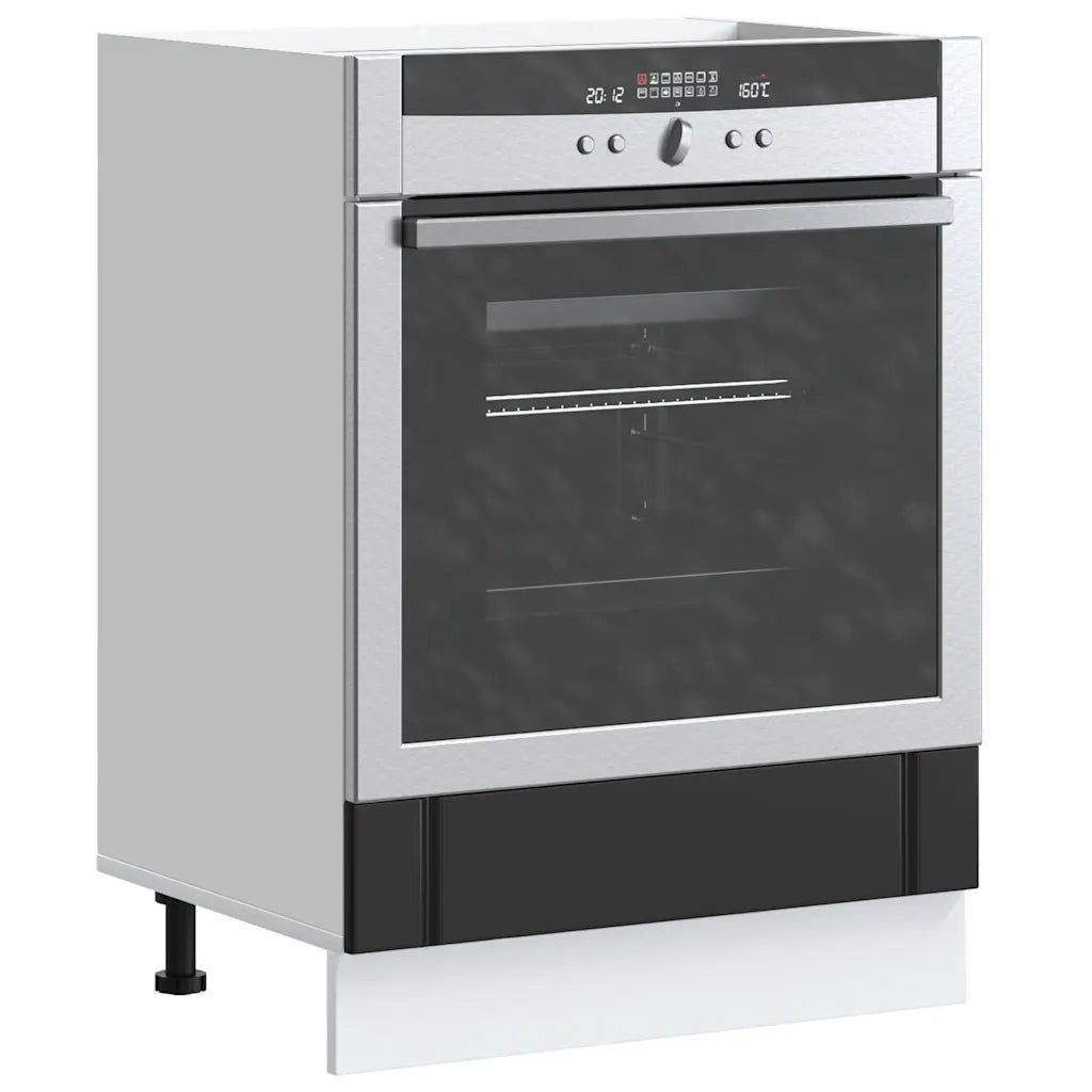 Pensile da cucina | Armadio Forno Lucca Nero in Legno Multistrato
