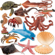 Collezione di figure marina - Set di 12 figure realistiche - Giocattoli in gomma - Giochi per bambini - 12 pezzi - Sviluppo creativo - Animali marini