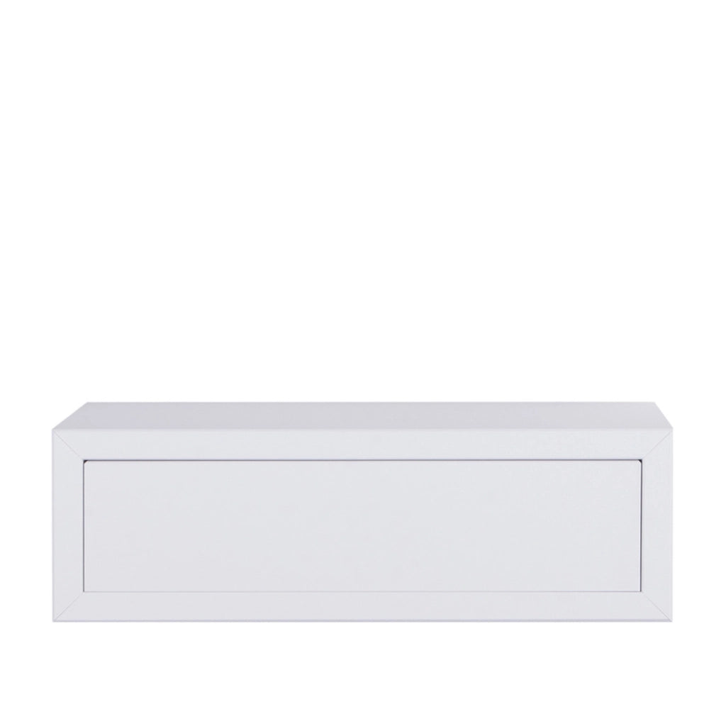 Mensola da Muro con Cassetto Modello LEGOLO MAXI, Comodino Sospeso, Mensola da Parete, 45x14.3 p23.7 cm. Finitura  BIANCO - MADE IN ITALY