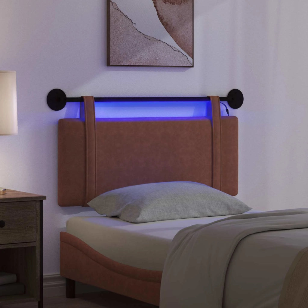 Testiera | Testata sospesa Con luce LED Marrone PU Antico