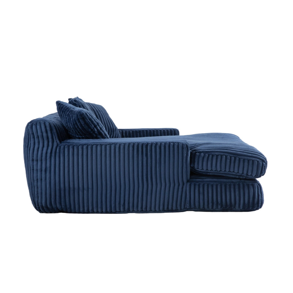 Divano Letto Singolo a Terra con Cuscini ¨C MINIMAL ¨C Velluto a Coste Blu Navy