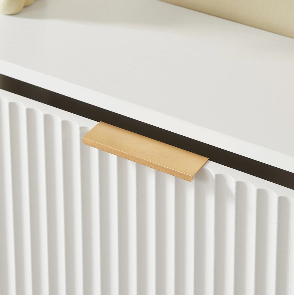 Scarpiera stretta 80x24 cm in MDF bianco con frontale scanalato per ingresso