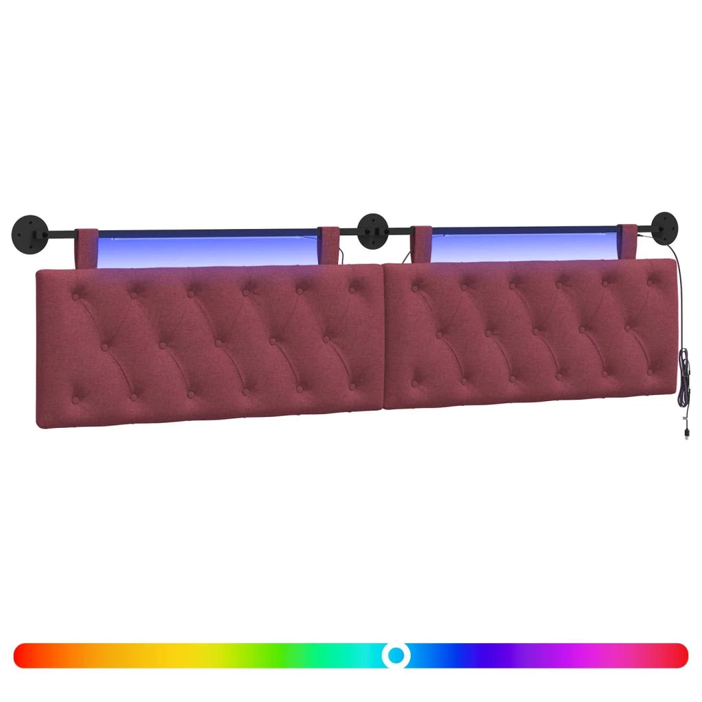 Testiera sospesa Con luce LED Rosso Vino Tessuto