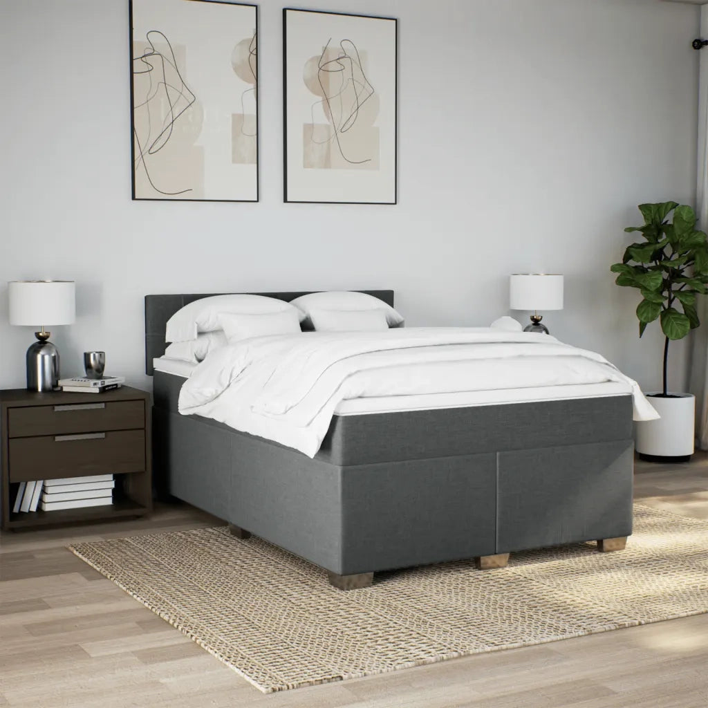 Giroletto a Molle con Materasso Grigio Scuro 160x200 cm Tessuto 3285940