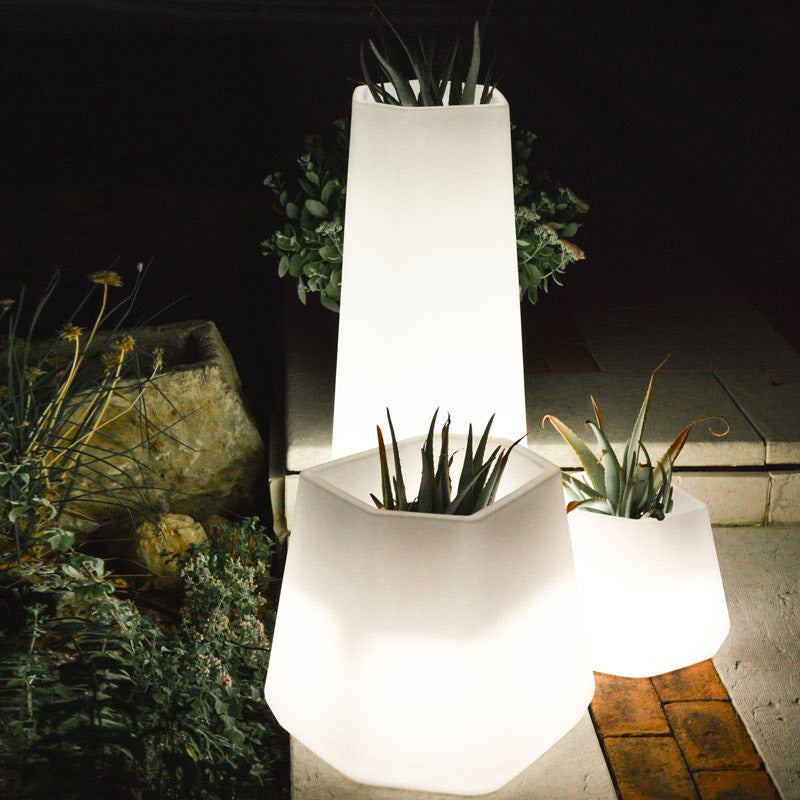 Vaso Luminoso da Giardino a LED 49x40x95 cm in Resina 5W Magnolia Multicolore