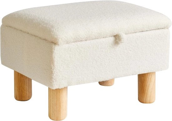 Piedistallo per piedi con ripiano - sgabello per soggiorno - bianco - faux orso artificiale