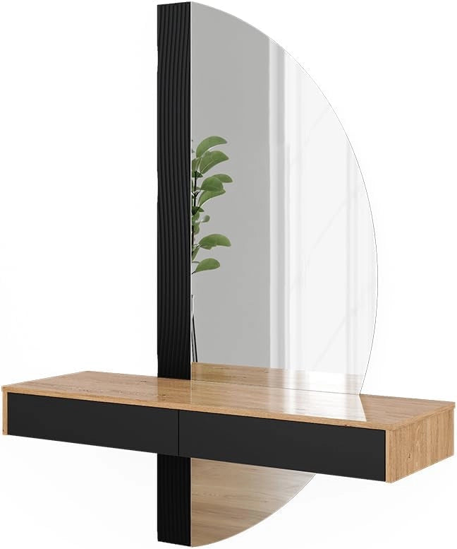Tavolo da toeletta Melisa, Nero, 120 cm con 2 cassetti, Altezza regolabile, perfetta per adattarsi alle esigenze individuali