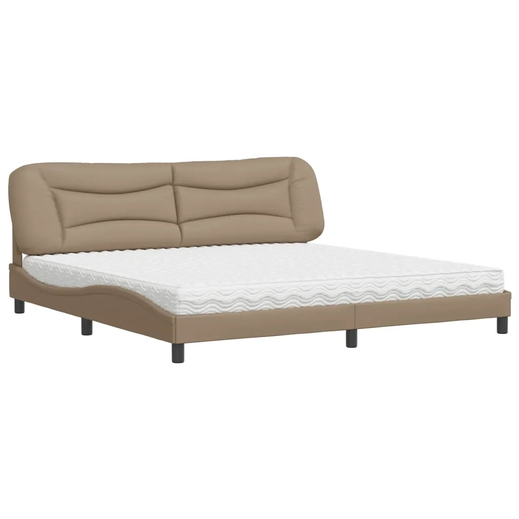Letto con Materasso Hvar Cappuccino 200x200cm Similpelle 3208749