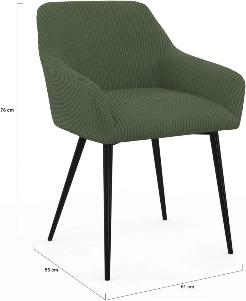 Set di 2 sedie e poltrone da pranzo JANY in velluto a coste color kaki