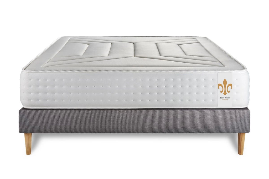 Pacchetto letto completo - Materasso 200x200cm + Box spring con doghe (kit) + 2 cuscini + Piumino - Vingt-Quatre