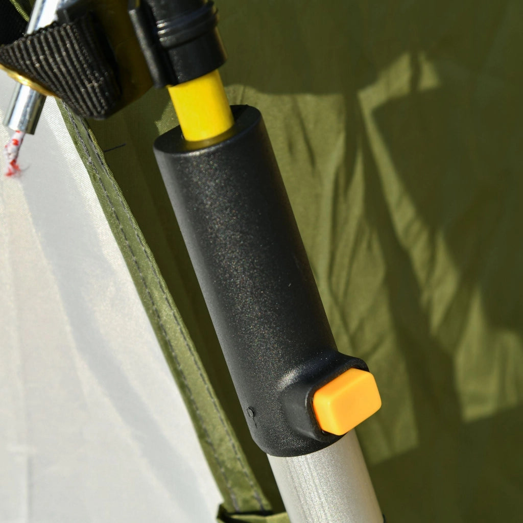 Tenda da Campeggio 2 Posti Pop Up 240x240x199 cm con Porta a Cerniera e 3 Finestre Verde