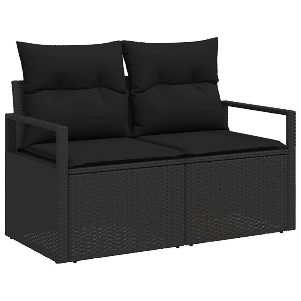 Set di divani 6 pz Nero Rattan sintetico e Acciaio 3447229