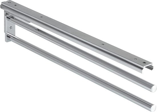 Sostegno asciugamani a 2 braccia retrattili in alluminio laccato a cromatura, 443 mm