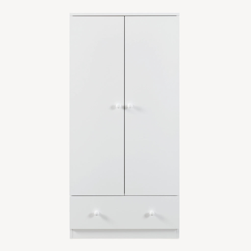 Armadio Beldinupp per Cameretta a 2 Ante e Cassetto 123 x 60 x 40 cm - Bianco [en.casa]