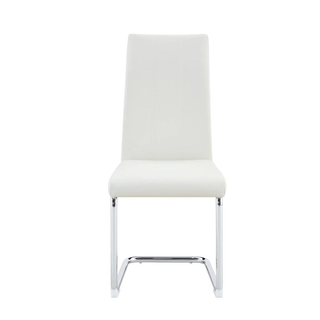 Sedie da Pranzo Imbottite in Ecopelle ¨C MINIMAL ¨C Bianche, Gambe in Metallo, Set 2 Pezzi