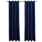Tende Oscuranti | Tende Blackout con Anelli 2 pz Blu Scuro in Velluto 140x245 cm