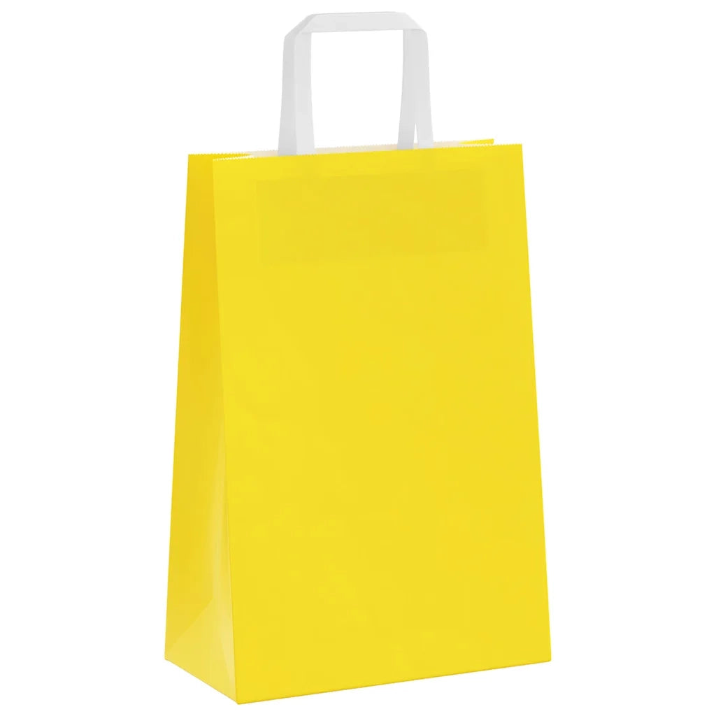 Sacchetti di Carta 250 pz con Manici Gialli 21x11x31 cm