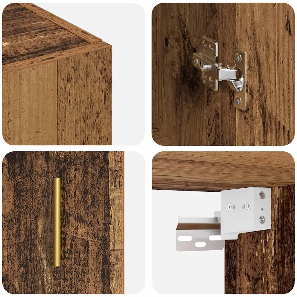 vidaXL Armadi da Muro 2 pcs Legno vecchio 69.5 x 34 x 90 cm