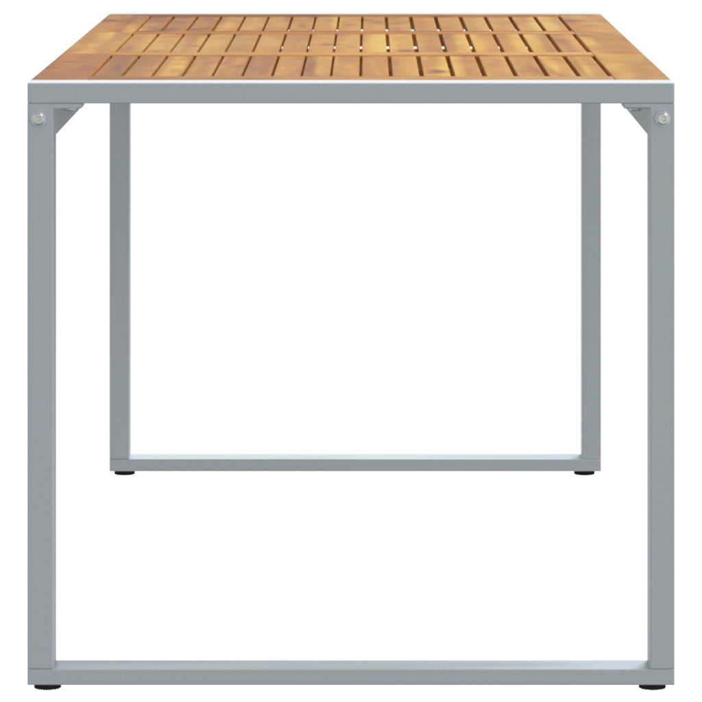 Tavolo da pranzo da esterno  Grigio 160x80x75 cm Acciaio e Legno massello di acacia