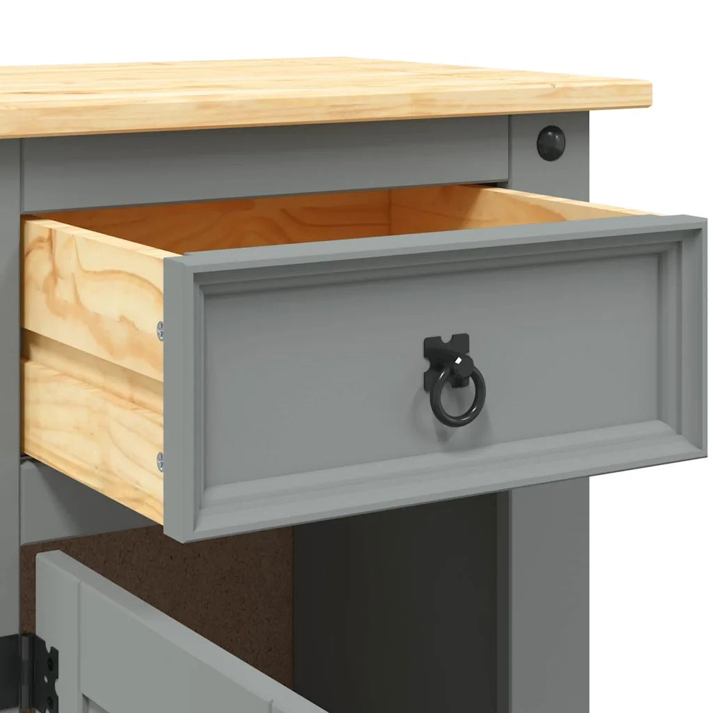 Comodino in Legno di Pino Messicano Corona Grigio 53x39x67 cm 282617