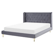 Letto matrimoniale in velluto grigio 160 x 200 cm design moderno
