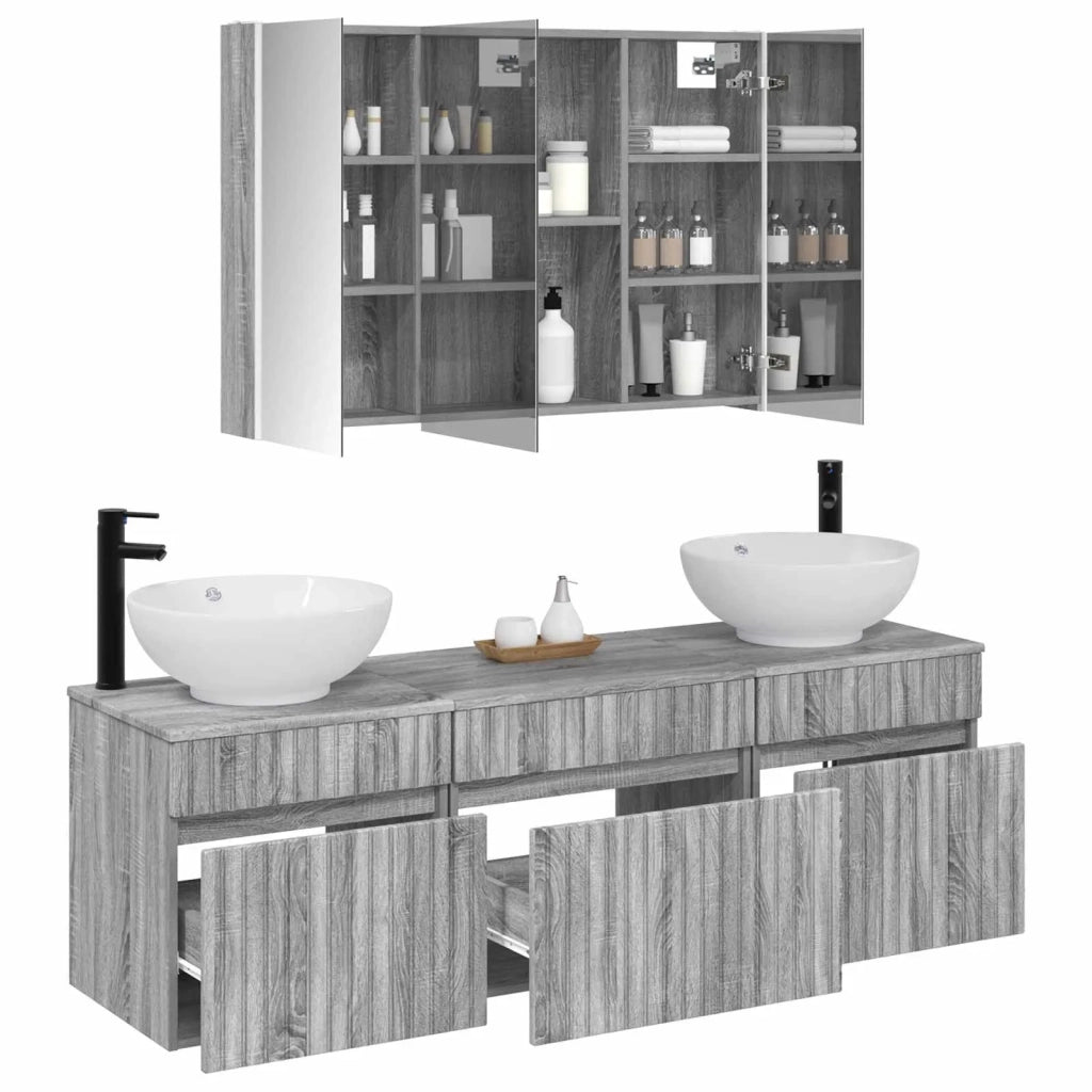 Set di Armadi da Bagno 4 pz Sonoma grigio Legno ingegnerizzato 3406628