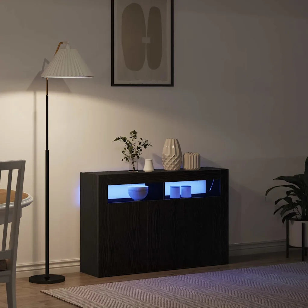 Credenza-Buffet-Armadio da cucina Rovere Nero 116 x 30 x 75 cm Legno multistrato