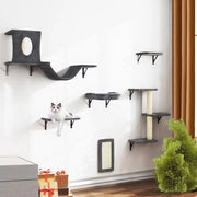 Cat Tower XXL - 6 Elementi con Albero per Gatti, Lettino, Mangiatoia, Ponte, Scivolo e Palo