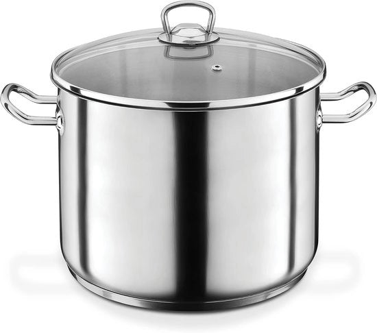 Grande pentola da cucina - 15 litri - adatta per cucinare - argento - 28 x 25 cm