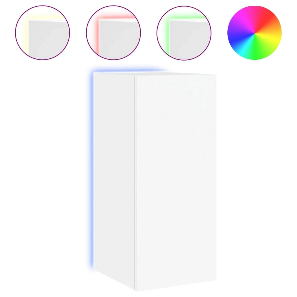 Mobile TV multimediale scaffale TV mobile TV credenza TV sala da pranzo soggiorno camera da letto montaggio a parete con luci LED 30,5 x 35 x 70 cm bianco 02_0027874