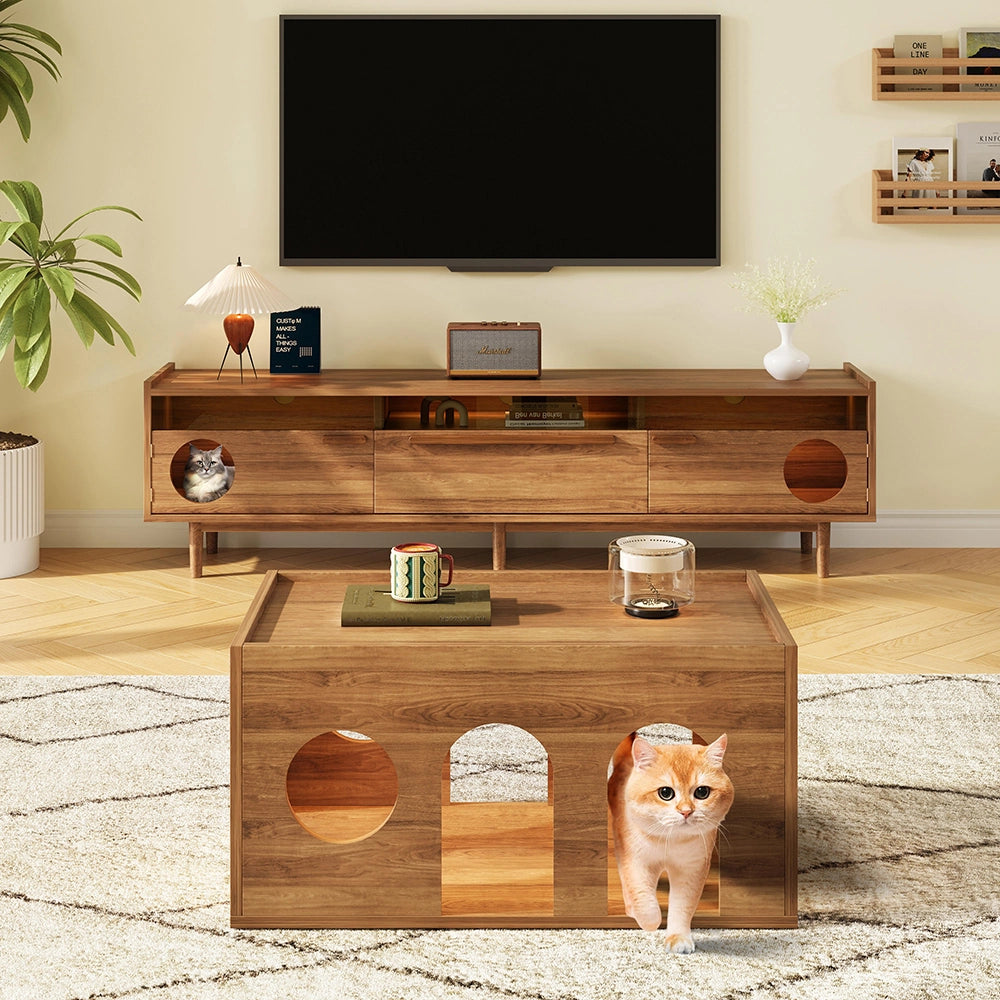 Mobile TV - Xylo - 180x40x50 cm LED con spazio gatto