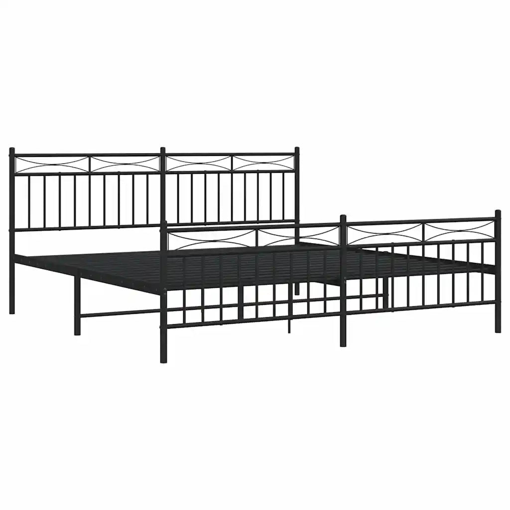 Giroletto con Testiera e Pediera Metallo Nero 183x213 cm 373714