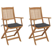 Sedie da Giardino Pieghevoli 2 pz con Cuscini Massello Acacia cod mxl 7733