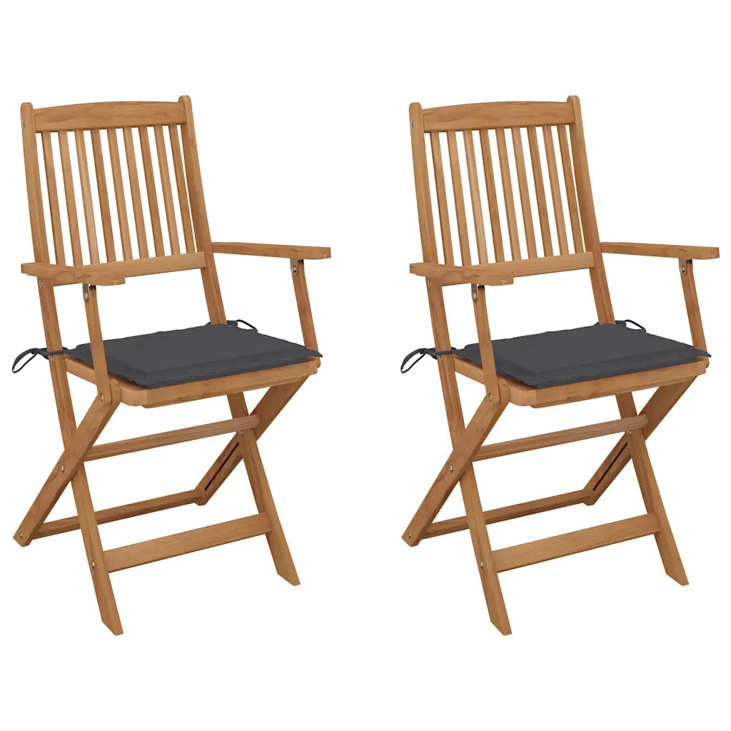 Sedie da Giardino Pieghevoli 2 pz con Cuscini Massello Acacia cod mxl 7733