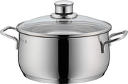 Pentola da Cucina Piccola 16 cm con Coperchio in Vetro e Induzione, Acciaio Inox, 1,5 L