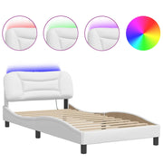 Letto singolo | Letto per adulti | Giroletto con LED senza Materasso Hvar Bianco 100x200 cm